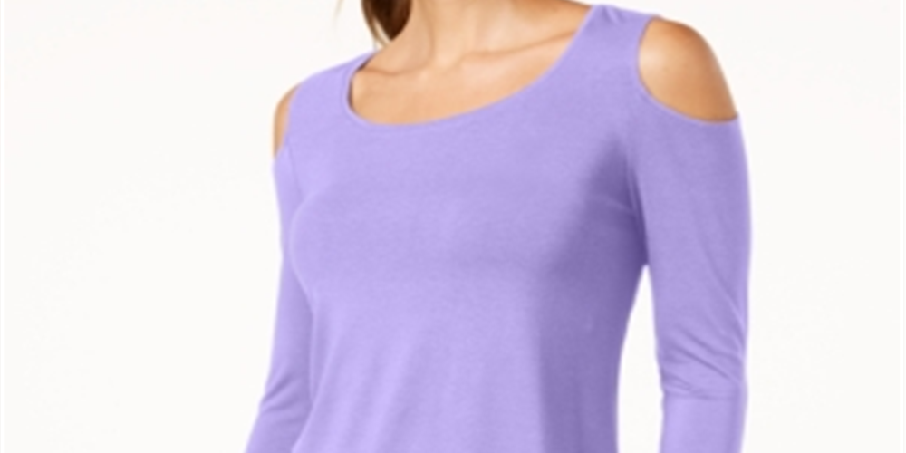 JM Collection Women's Cold Shoulder Top Purple Size X-Large