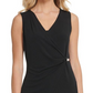 DKNY Women's Wrap Top V-Neck Sleeveless  Black Size XL