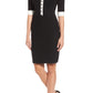Anne Klein Women's  Short Sleeve Knee Length Sheath Dress Black Size Large