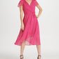 DKNY Women's Belted Surplice Dress Pink Size 10