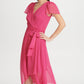 DKNY Women's Belted Surplice Dress Pink Size 10
