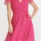 DKNY Women's Belted Surplice Dress Pink Size 10