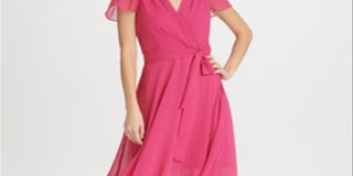 DKNY Women's Belted Surplice Dress Pink Size 10