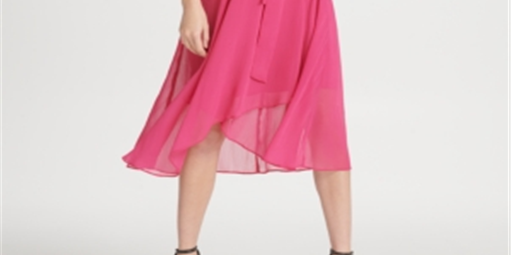 DKNY Women's Belted Surplice Dress Pink Size 10