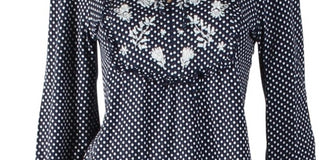Lucky Brand Women's Polka Dot Floral T-Shirt NavySize Medium