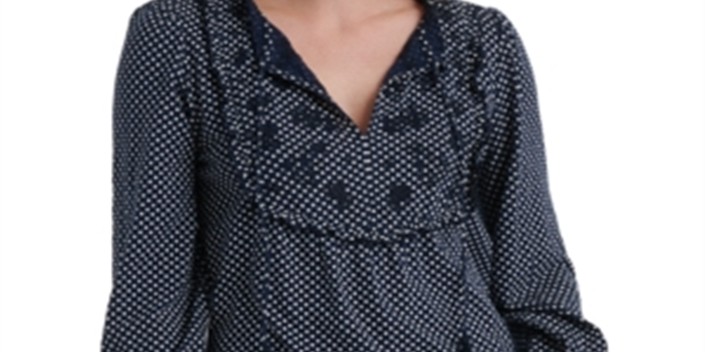 Lucky Brand Women's Polka Dot Floral T-Shirt NavySize Medium