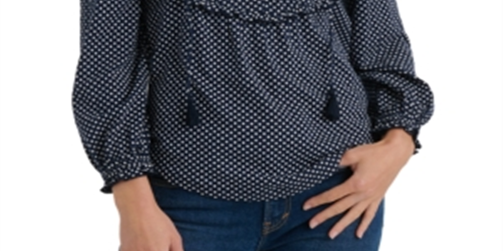 Lucky Brand Women's Polka Dot Floral T-Shirt NavySize Medium