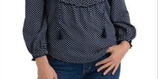 Lucky Brand Women's Polka Dot Floral T-Shirt NavySize Medium