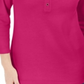 Karen Scott Women's 3/4-Sleeve Henley Shirt in Regular and Petite  Pink Size M