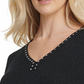 DKNY Women's Pullover Sweater Embellished V Neck Black Size Large