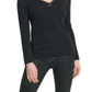 DKNY Women's Pullover Sweater Embellished V Neck Black Size Large