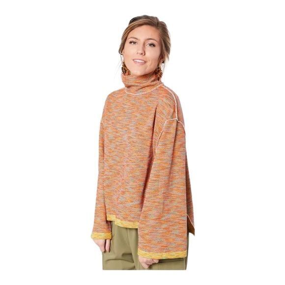 We the Free Women's Sunny Days Knit Oversized Turtleneck Sweater Orange Size XS