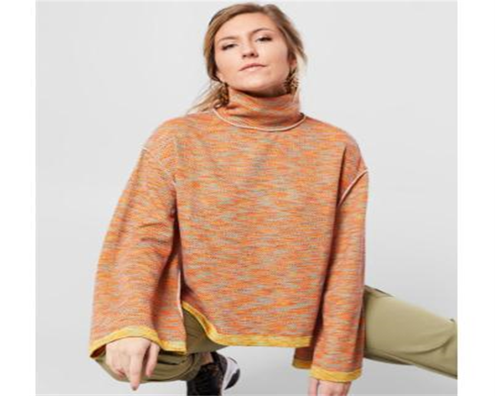 We the Free Women's Sunny Days Knit Oversized Turtleneck Sweater Orange Size XS