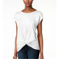 INC Women's Twist Front Basic T-Shirt White Size M