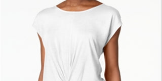 INC Women's Twist Front Basic T-Shirt White Size M
