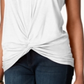 INC Women's Twist Front Basic T-Shirt White Size M