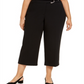 Alfani Women's Plus Size Belted Hardware Detail Culotte Pants Deep Black Size 22W