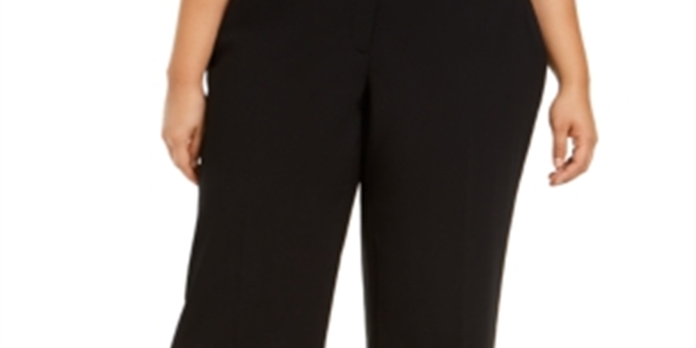 Alfani Women's Plus Size Belted Hardware Detail Culotte Pants Deep Black Size 22W