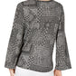 Style & Co. Women's Printed Tie Front Blouse Black Size Petite L