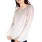 INC International Concepts Women's Sequin Long Sleeve Top Pink Size Petite L
