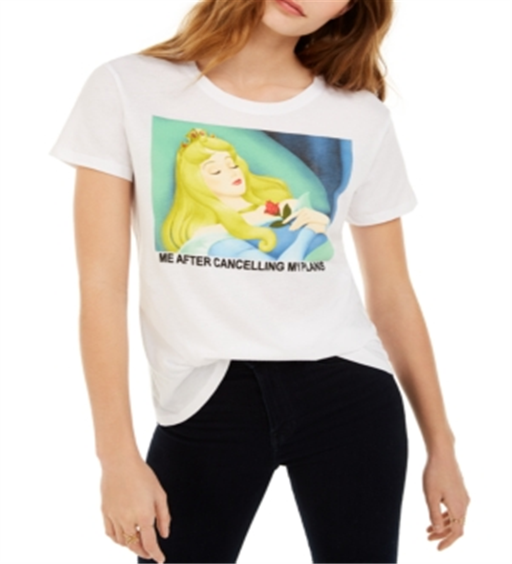 Disney Juniors' Sleeping Beauty Graphic-Print T-Shirt White Size Small