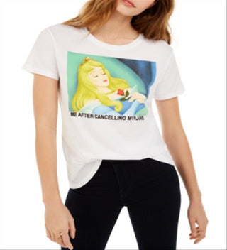Disney Juniors' Sleeping Beauty Graphic-Print T-Shirt White Size Small