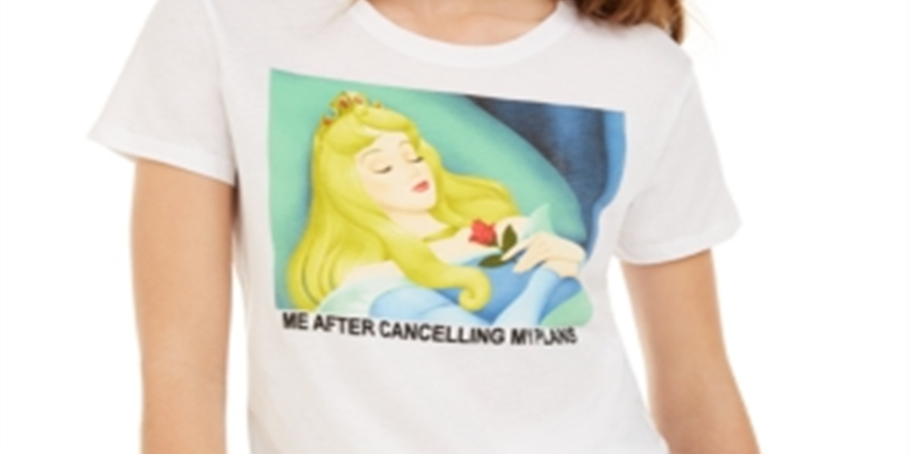 Disney Juniors' Sleeping Beauty Graphic-Print T-Shirt White Size Small