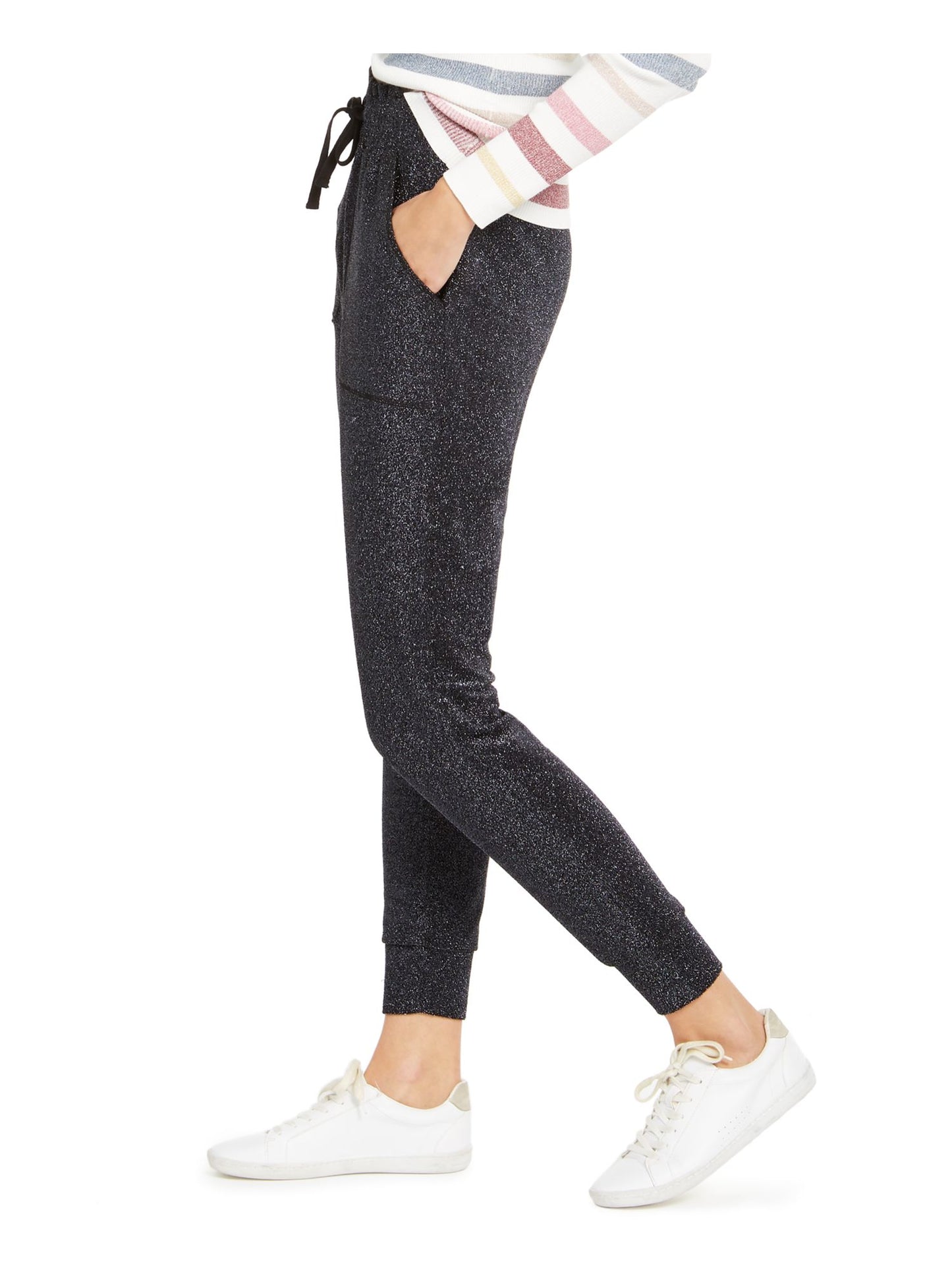 INC International Concepts Women's Sparkle Jogger Pants Black Size XS