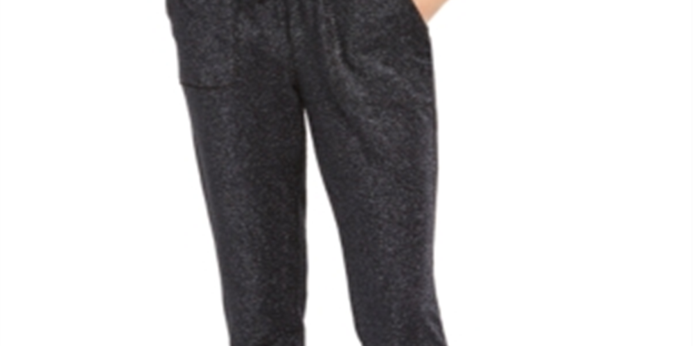 INC International Concepts Women's Sparkle Jogger Pants Black Size XS