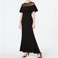 Calvin Klein Women's Illusion Yoke Popover Gown Black Size 4