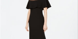 Calvin Klein Women's Illusion Yoke Popover Gown Black Size 4