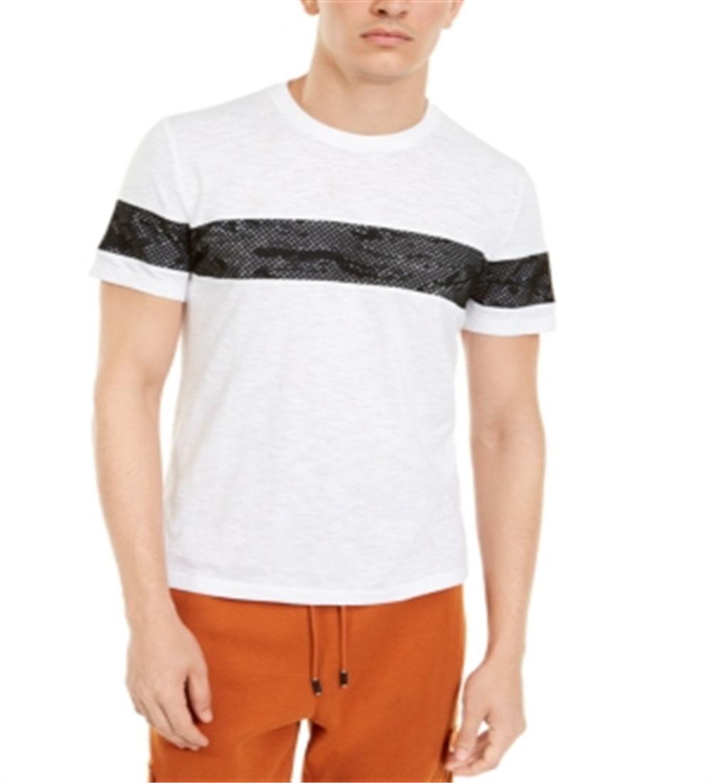 INC Men's Mesh Camo Stripe T-Shirt Pure White Size XXL