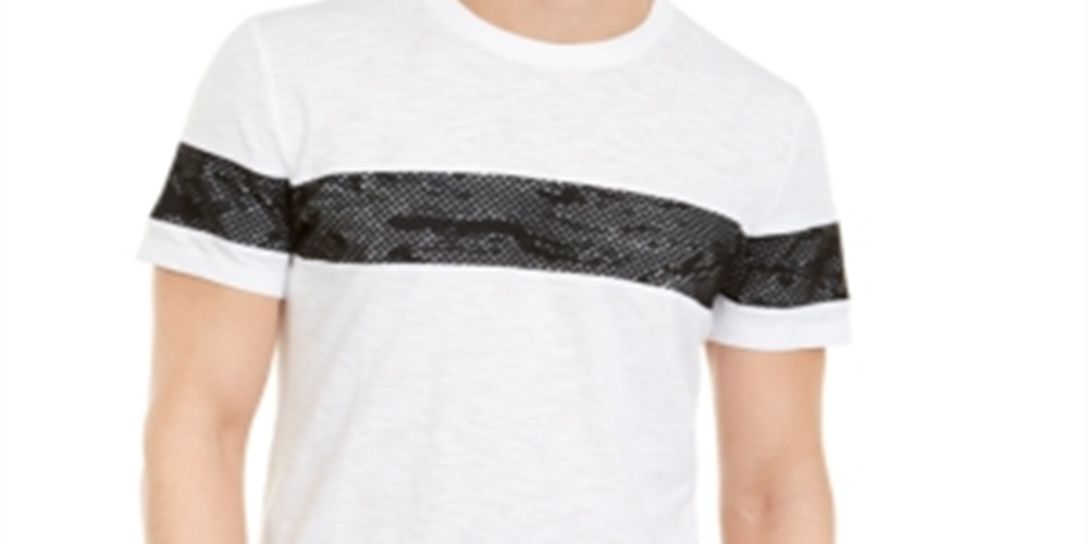 INC Men's Mesh Camo Stripe T-Shirt Pure White Size XXL