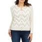 Charter Club Women's Petite Chevron-Print Metallic-Threaded Cardigan Cloud Combo White Size Petite S