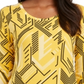 JM Collection Women's Printed 3/4-Sleeve Scoop-Neck Top  Yellow Size S