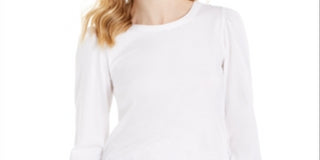 Charter Club Women's Supima Puff-Sleeve Top  White Size XS