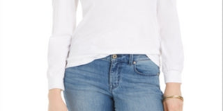 Charter Club Women's Supima Puff-Sleeve Top  White Size XS