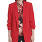 DKNY Women's Gathered Blazer Wear to Work Jacket Red Size 14P