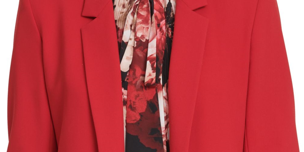 DKNY Women's Gathered Blazer Wear to Work Jacket Red Size 14P