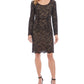 KAREN KANE Women's  Long Sleeve Sheath Dress Black Combo Size L