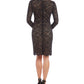 KAREN KANE Women's  Long Sleeve Sheath Dress Black Combo Size L