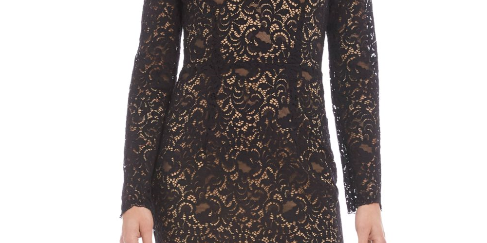 KAREN KANE Women's  Long Sleeve Sheath Dress Black Combo Size L