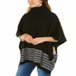 Michael Kors Women's Textured Metallic Stripe Poncho Black Size Regular