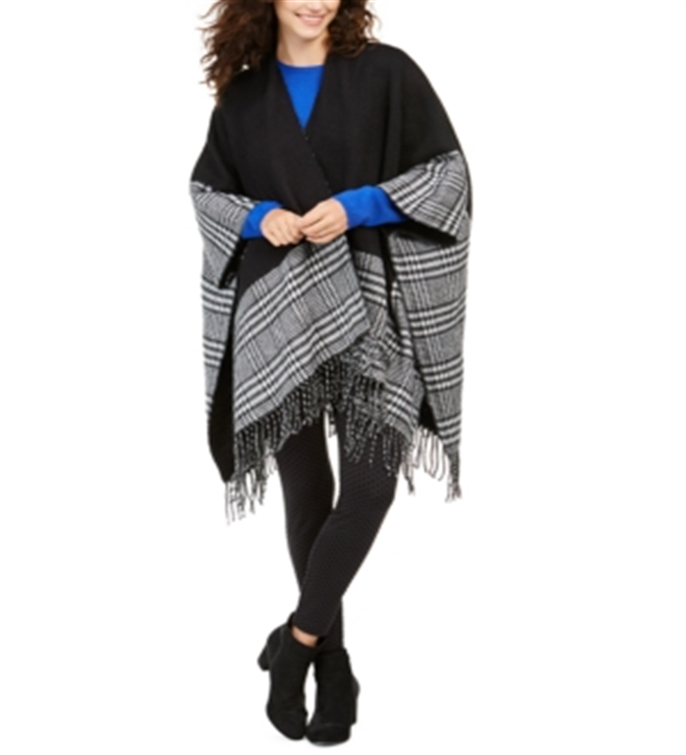 Charter Club Women's Reversible Colorblocked Topper Scarf Black One Size