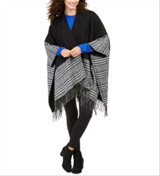 Charter Club Women's Reversible Colorblocked Topper Scarf Black One Size