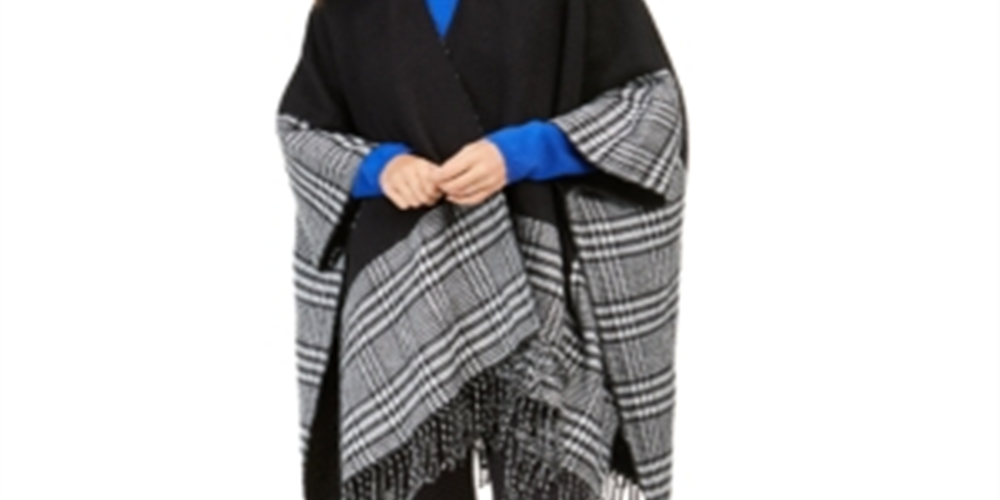 Charter Club Women's Reversible Colorblocked Topper Scarf Black One Size