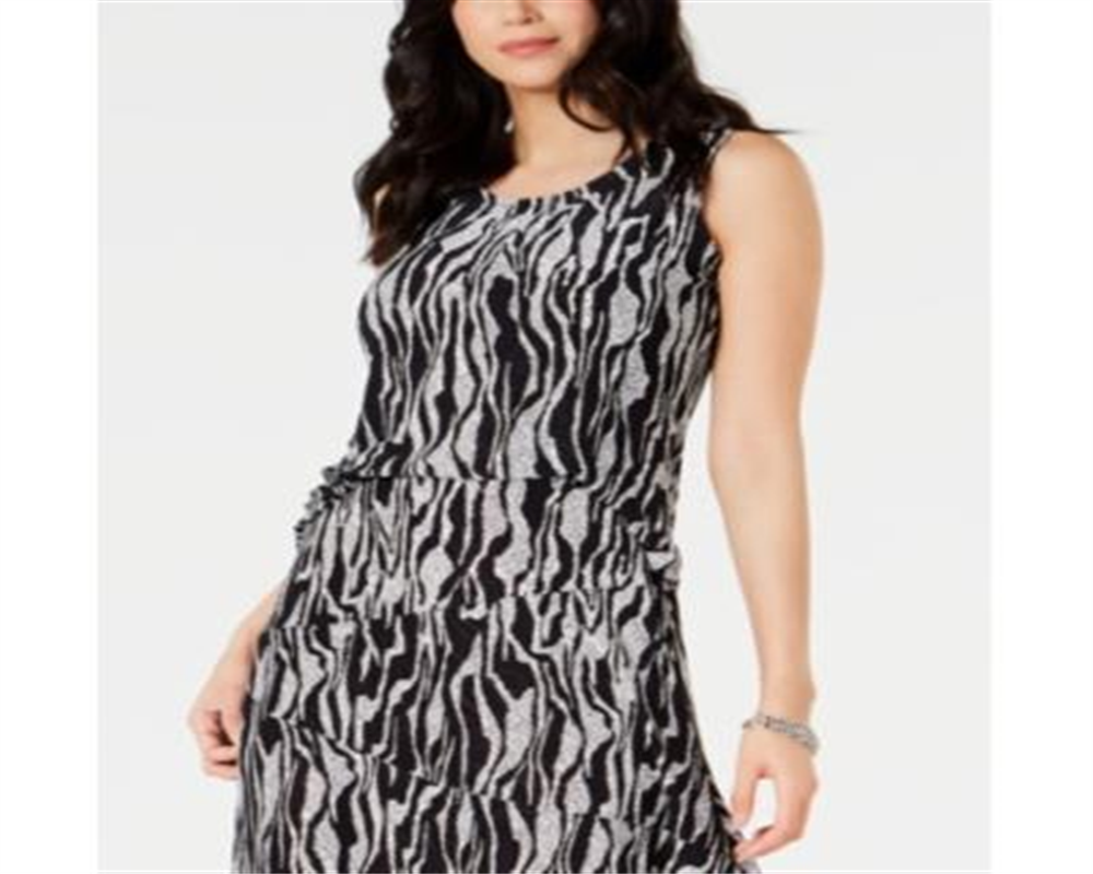 JM Collection Women's Printed Jacquard Tank Top Black Size M
