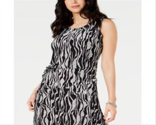 JM Collection Women's Printed Jacquard Tank Top Black Size M