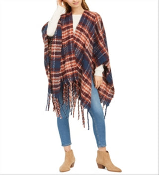 Charter Club Women's Brushed Fringed Topper  Navy Multi  One Size