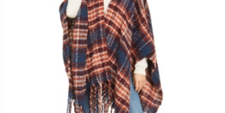 Charter Club Women's Brushed Fringed Topper  Navy Multi  One Size